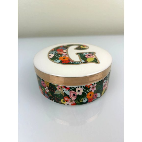 Mia Charro "G" Trinket Ceramic Pocelain Box, Floral Print Initial Pretty Gift - Picture 2 of 13
